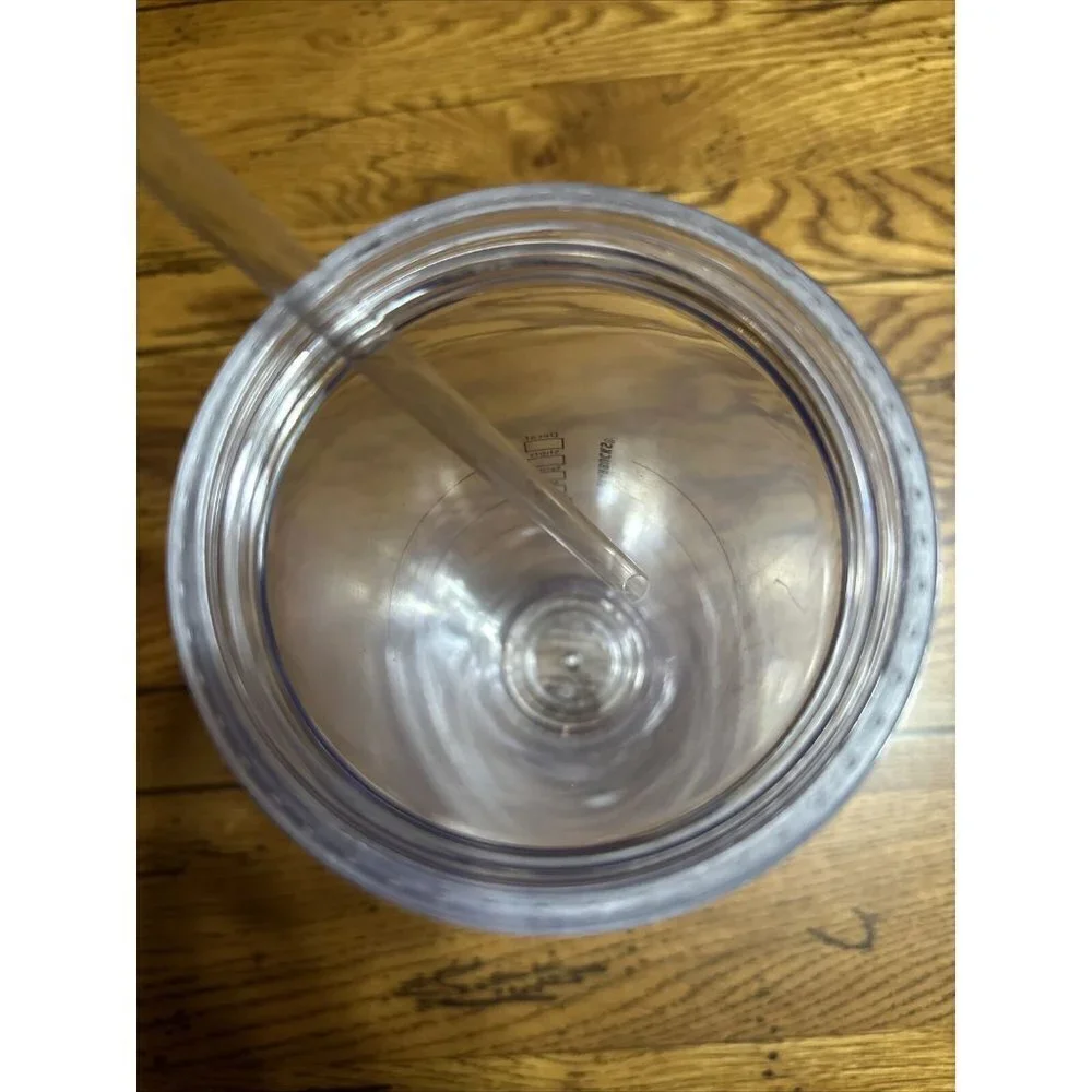 𝅺starbucks Cold Cup 24 oz Clear Hard Plastic Tumbler Cup with Straw